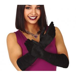 Guantes negros fruncidos 