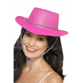 Sombrero vaquera glitter rosa
