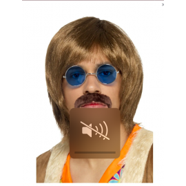 Peluca hippie con bigote pro