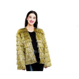 Chaqueta fleco oro