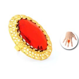 Anillo piedra roja oval
