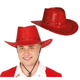 Sombrero vaquero lentejuela roja