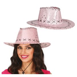 Sombrero vaquero lentejuela rosa