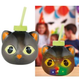 Vaso con pajita led gato