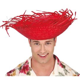 Sombrero paja rojo