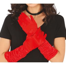 Guantes rojos fruncidos