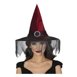 Sombrero bruja granate con velo