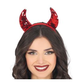 Diadema cuernos rojos brillantes