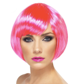 Peluca bob rosa