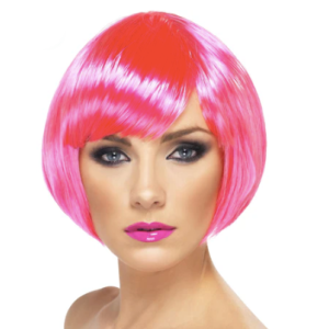 Peluca bob rosa