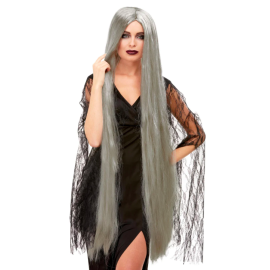 Peluca extra larga gris