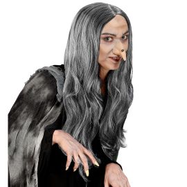 Peluca bruja gris canosa