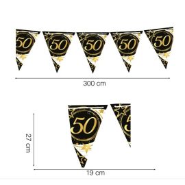 Banderin 50 negro oro