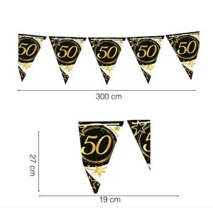 Banderin 50 negro oro