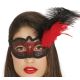 Antifaz rojo con pluma