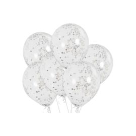 Globos trasnparentes confeti plata