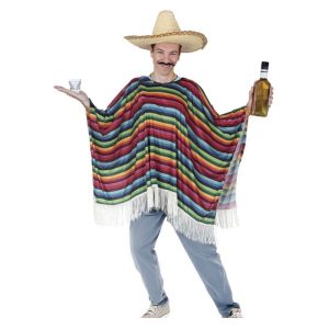 Poncho mexicano adulto multicolor