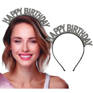 Diadema happy birthday plata
