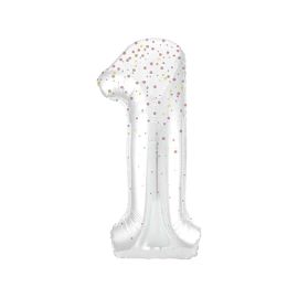 Globo 1 blanco glitter