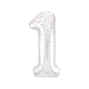 Globo 1 blanco glitter