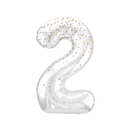 Globo 2 blanco glitter