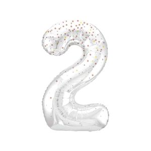 Globo 2 blanco glitter