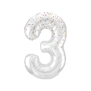 Globo 3 blanco glitter