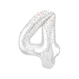 Globo 4 blanco glitter