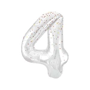 Globo 4 blanco glitter