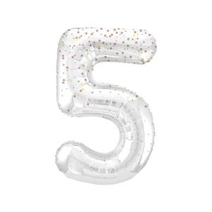 Globo 5 blanco glitter