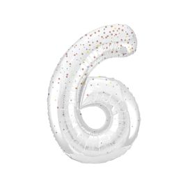 Globo 6 blanco glitter
