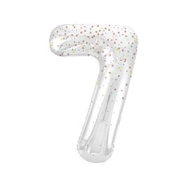 Globo 7 blanco glitter