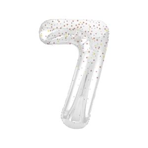 Globo 7 blanco glitter