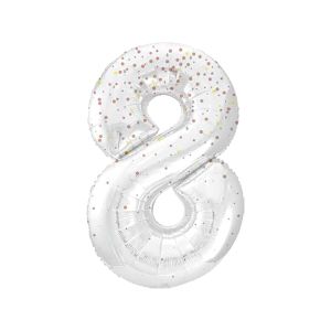 Globo 8 blanco glitter