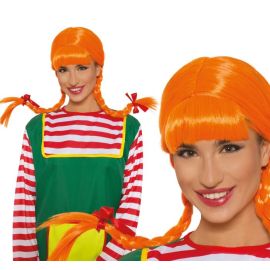 Peluca naranja con trenzas