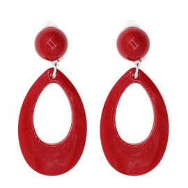 Pendientes oval flamenca rojo