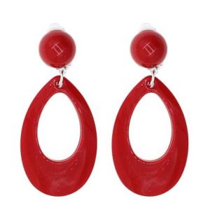 Pendientes oval flamenca rojo