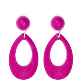 Pendientes oval flamenca rosa