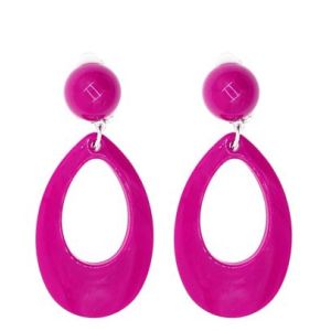Pendientes oval flamenca rosa