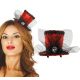 Mini sombrero chistera roja tul